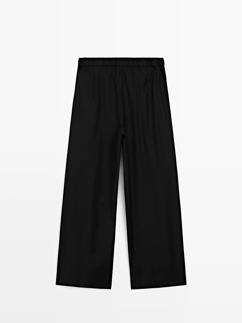 Barrel fit trousers with elasticated waistband