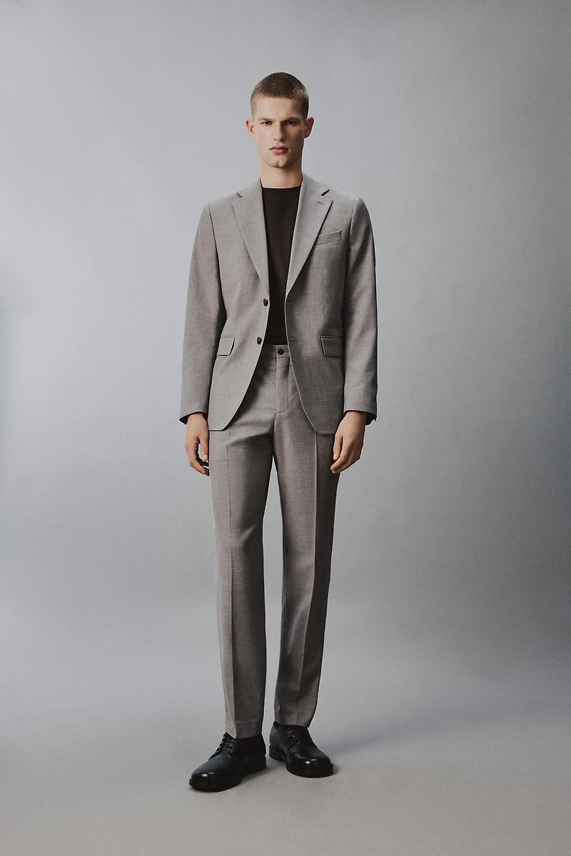 REGULAR FIT TEXTURED SUIT JACKET