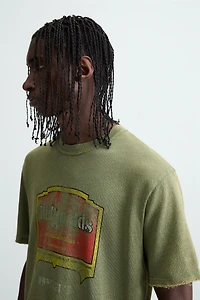 WASHED PRINT KNIT T-SHIRT