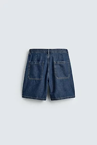 STRAIGHT FIT LIGHT DENIM BERMUDA SHORTS