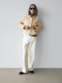 Short suede leather jacket