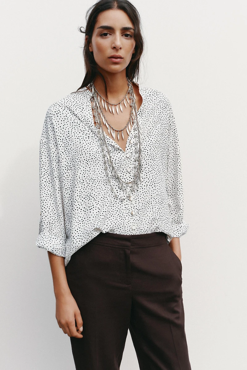 POLKA DOT TAB SLEEVE SHIRT