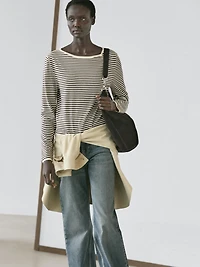 Striped long sleeve knit sweater