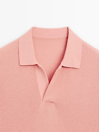 Knit V-neck polo shirt