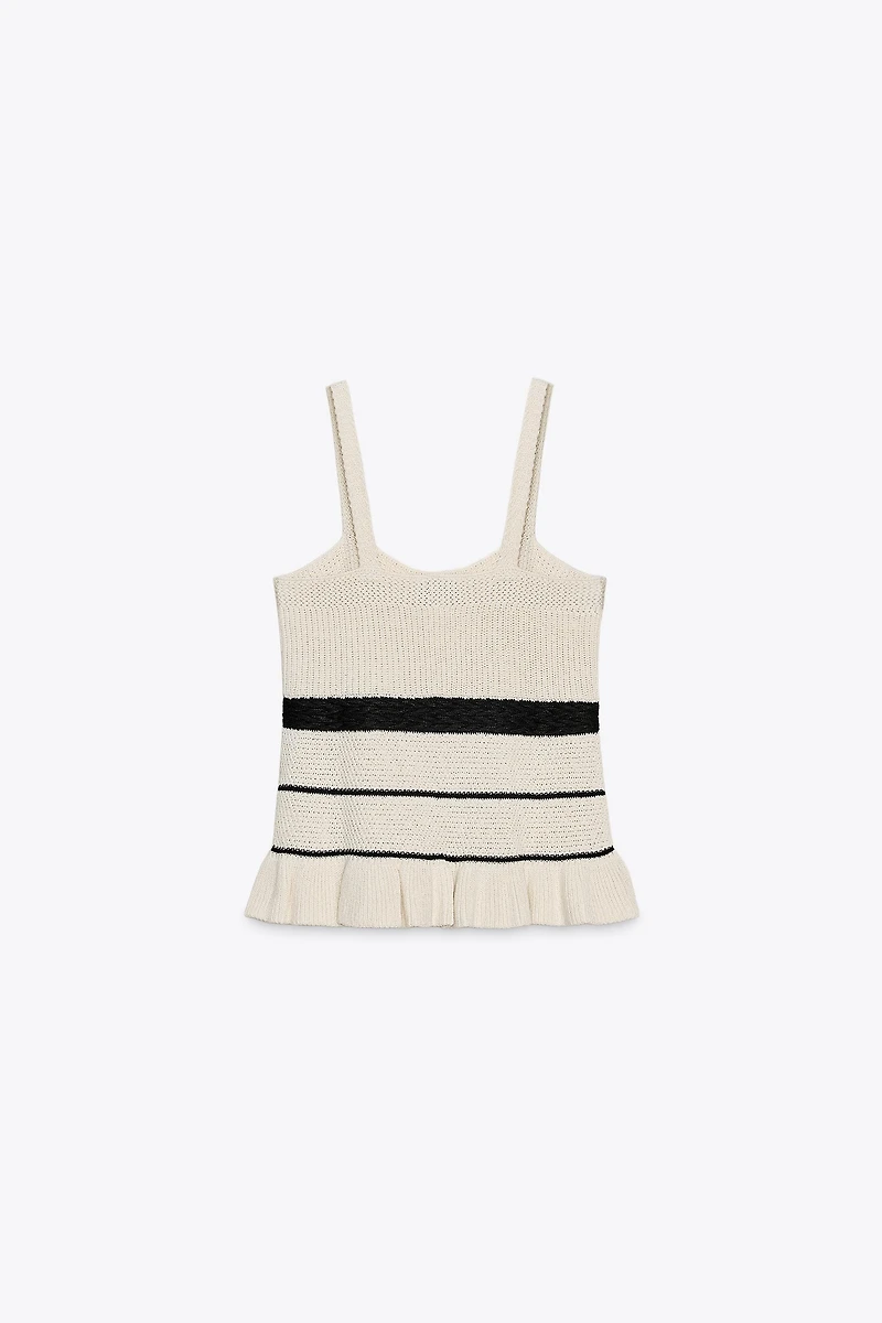 TEXTURED KNIT SPAGHETTI STRAP TOP