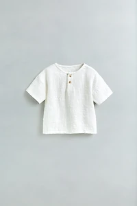 COMBINATION TEXTURE HENLEY SHIRT