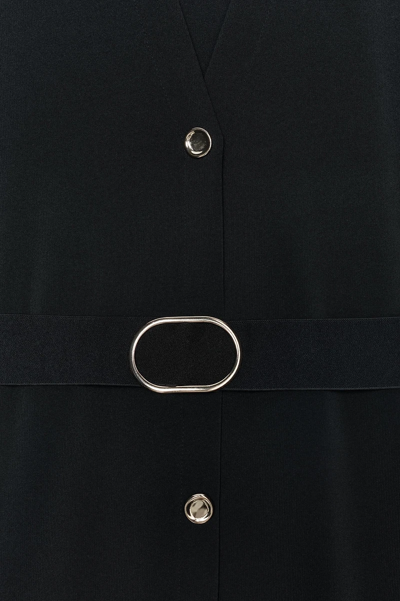 BELTED STRETCH MIDI DRESS
