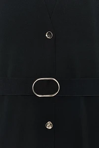 BELTED STRETCH MIDI DRESS