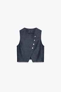 100% LINEN DOUBLE-BREASTED VEST