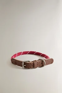 LEATHER AND ROPE PET COLLAR