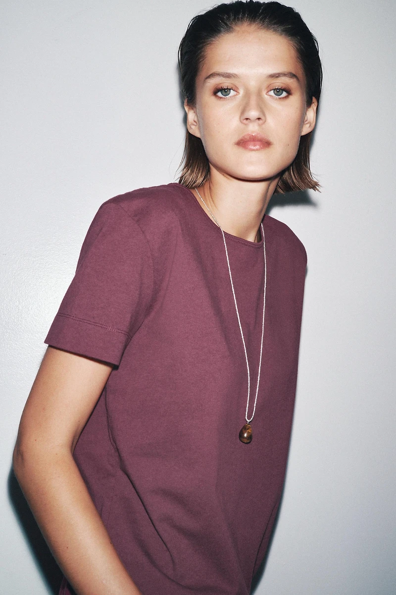 SHORT SLEEVE TEXTURED COTTON T-SHIRT