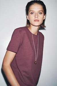 SHORT SLEEVE TEXTURED COTTON T-SHIRT