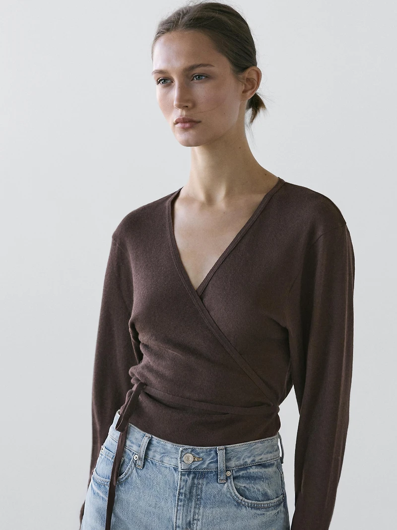 Veste croisée en coton mélangé