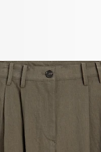 Technical wide-leg pleated pants