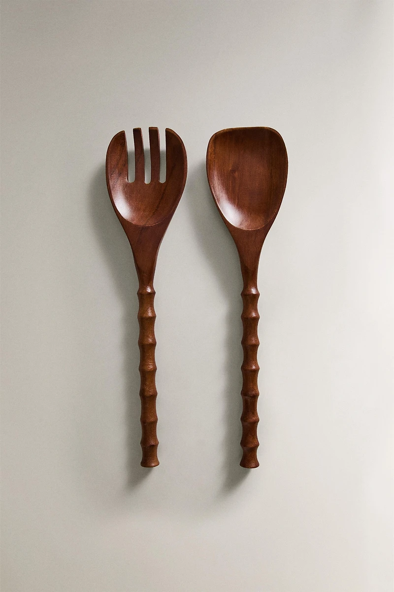 ENSEMBLE COUVERTS À SALADE EN BOIS (LOT DE 2)