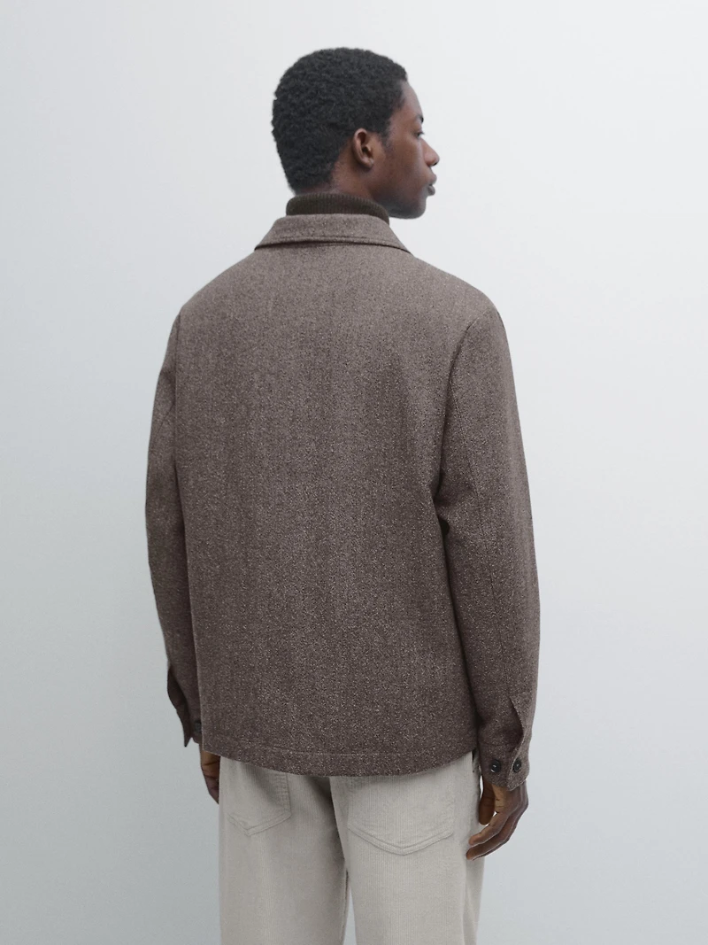 Herringbone wool blend cardigan