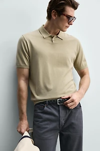 WASHED TEXTURED KNIT POLO