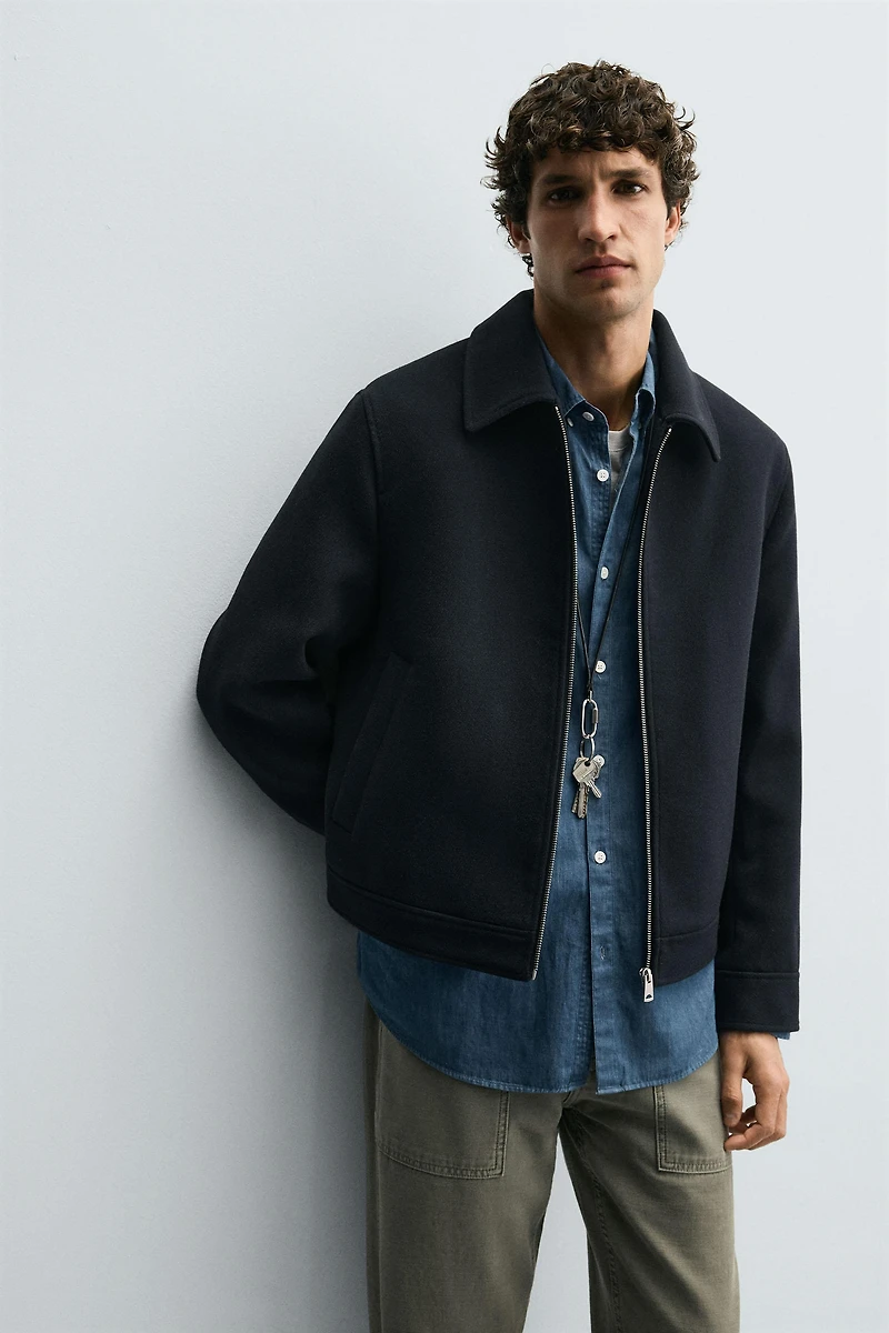 VESTE EN DRAP FERMETURE ÉCLAIR