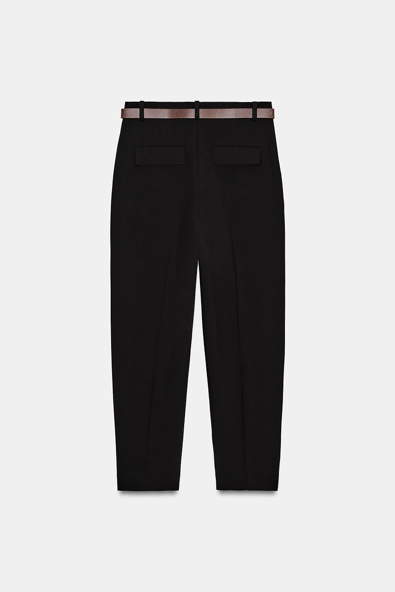 BELTED PLEATED PANTS