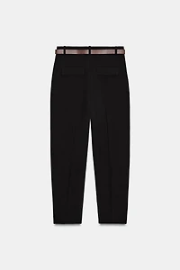 BELTED PLEATED PANTS