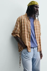 FLOWY PLAID SHIRT WITH TIES