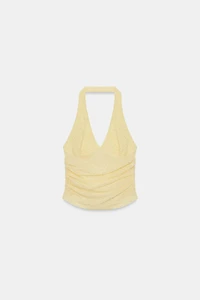 DOTTED MESH HALTER TOP