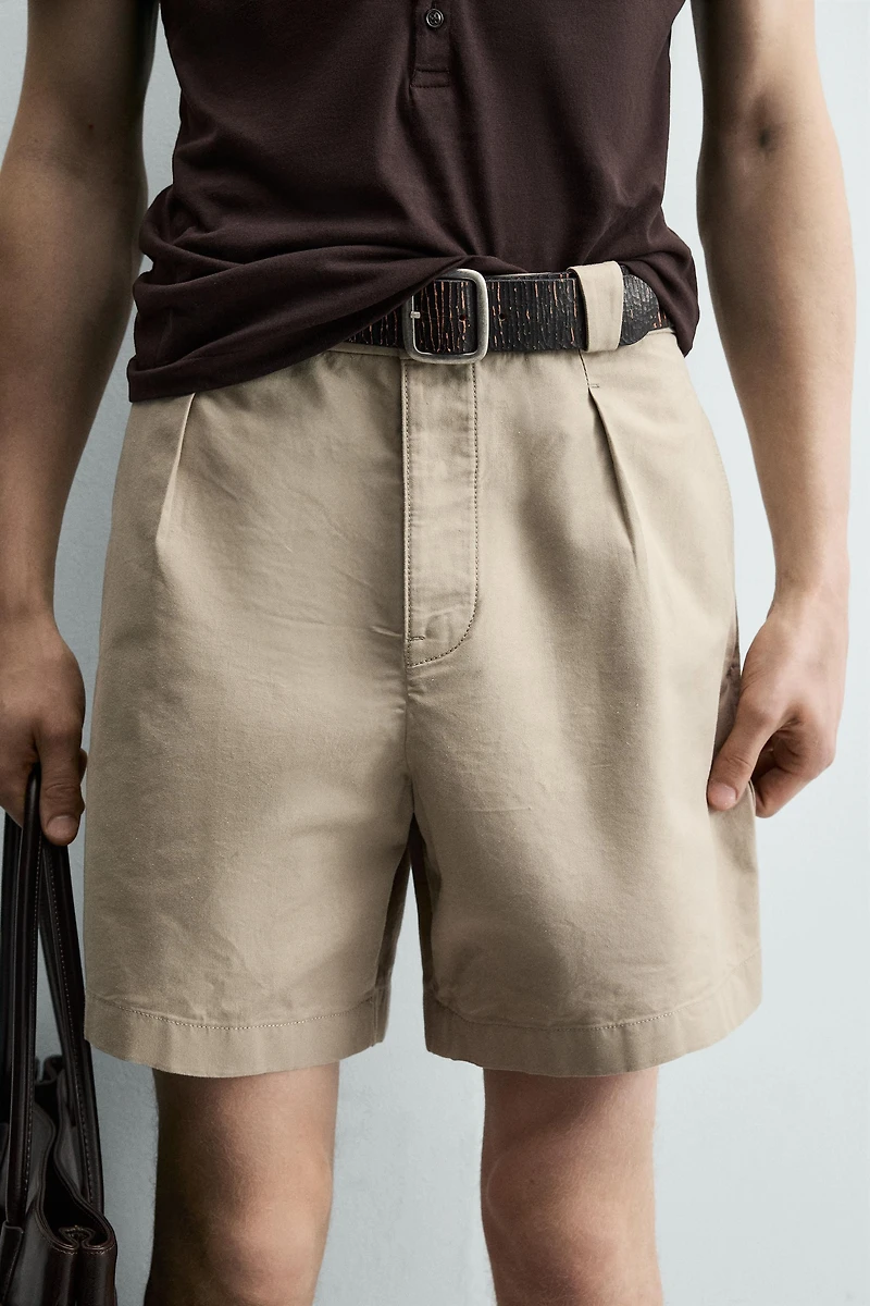 LYOCELL - COTTON PLEATED SHORTS