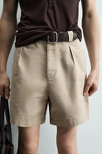 LYOCELL - COTTON PLEATED SHORTS