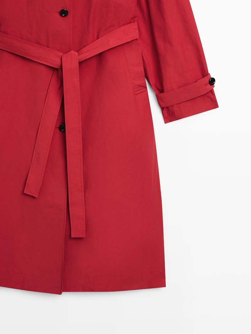 Technical cotton trench coat