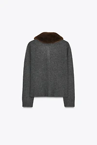 VESTE EN MAILLE À REVERS EFFET FOURRURE