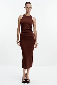 DRAPED HALTER DRESS
