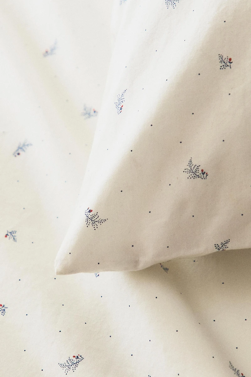 KIDS' COTTON LEAF AND DOT DUVET COVER