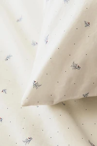 KIDS' COTTON LEAF AND DOT DUVET COVER