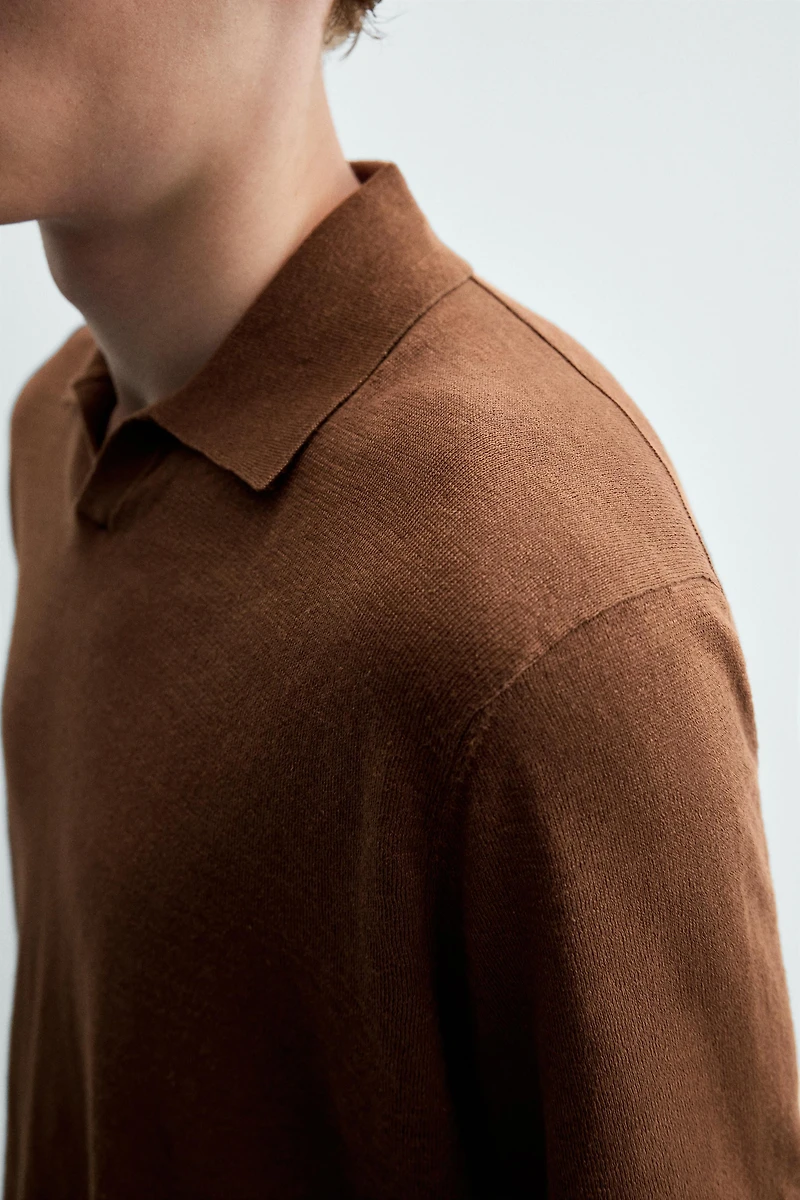 HEMP COTTON BLEND KNIT POLO