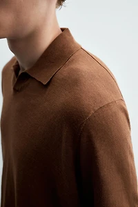 HEMP COTTON BLEND KNIT POLO