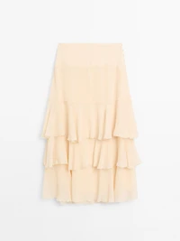 Long ruffled skirt with sash