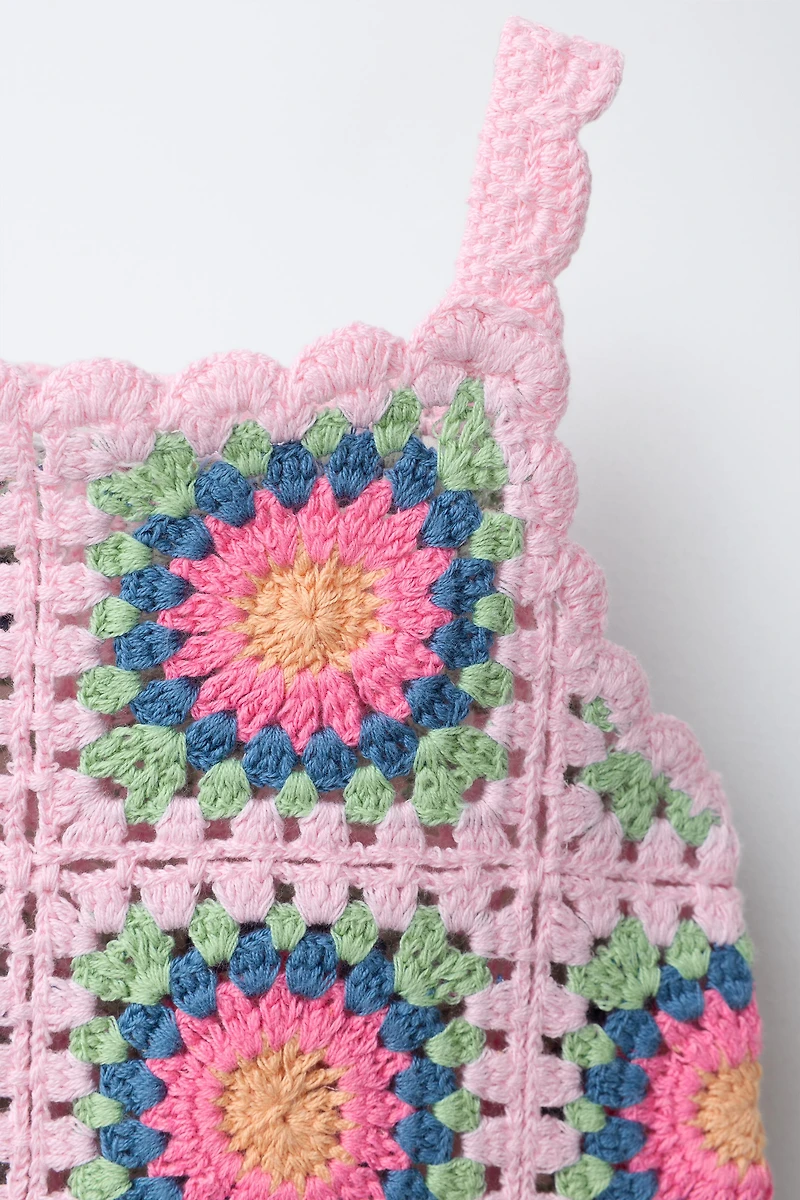 CROCHET RUFFLE DRESS