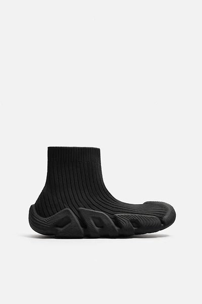 KNIT HIGH-TOP SNEAKERS