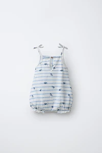 STRIPED AND FISH PRINT ROMPER