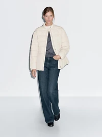 Puffer jacket with stand collar