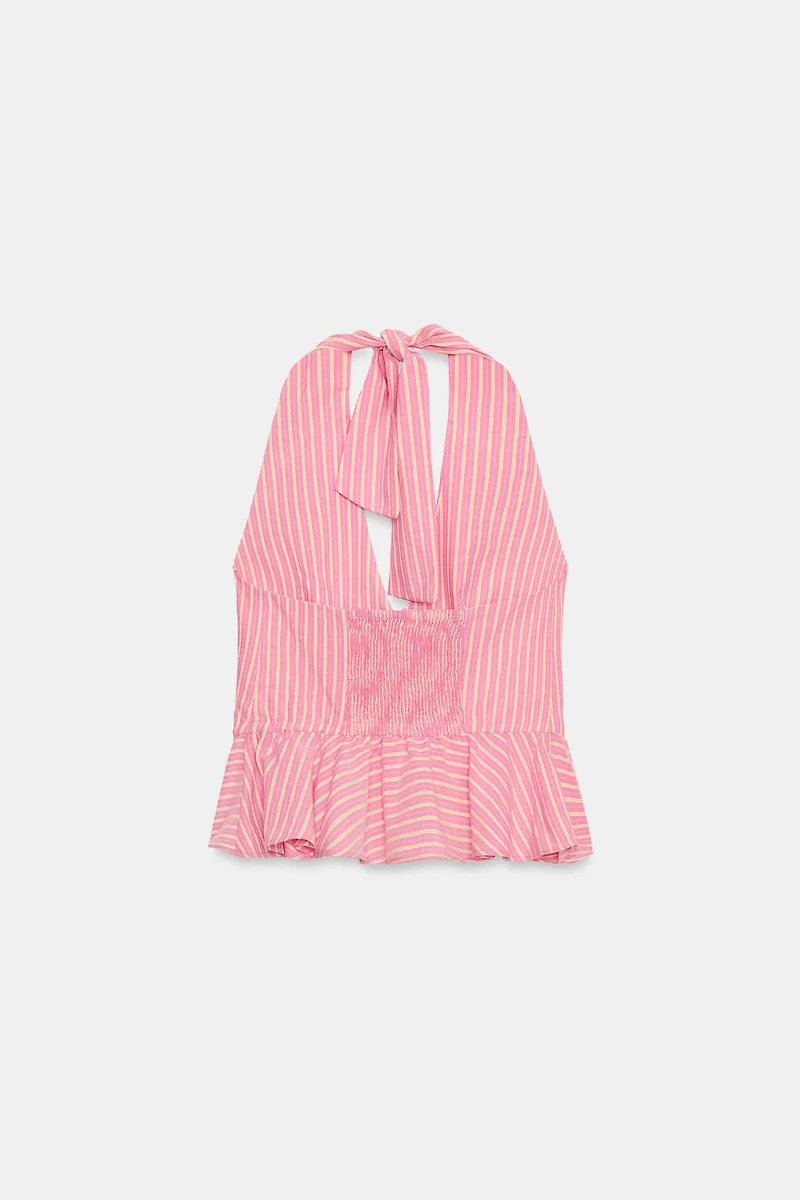 STRIPED PEPLUM TOP