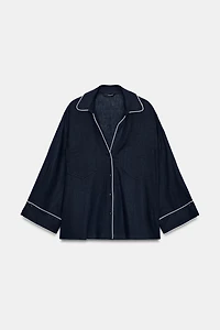 CHEMISE EN LIN À LISERÉS CONTRASTANTS