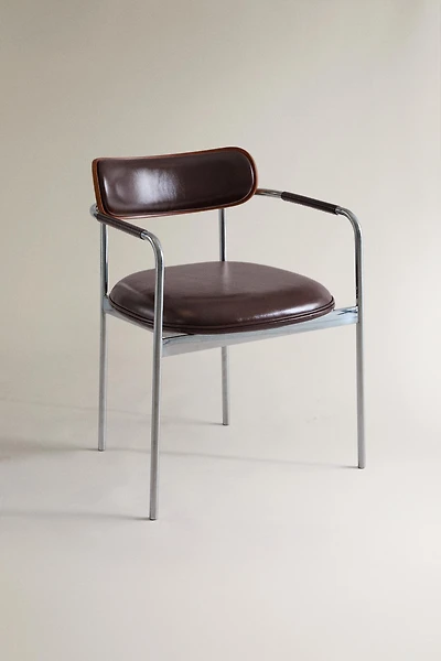 LEATHER AND STAINLESS STEEL CHAIR
