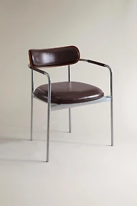 LEATHER AND STAINLESS STEEL CHAIR