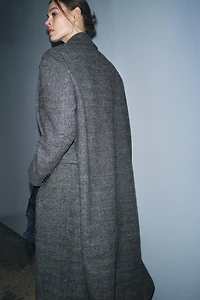 100% WOOL PLAID COAT ZW COLLECTION LIMITED EDITION