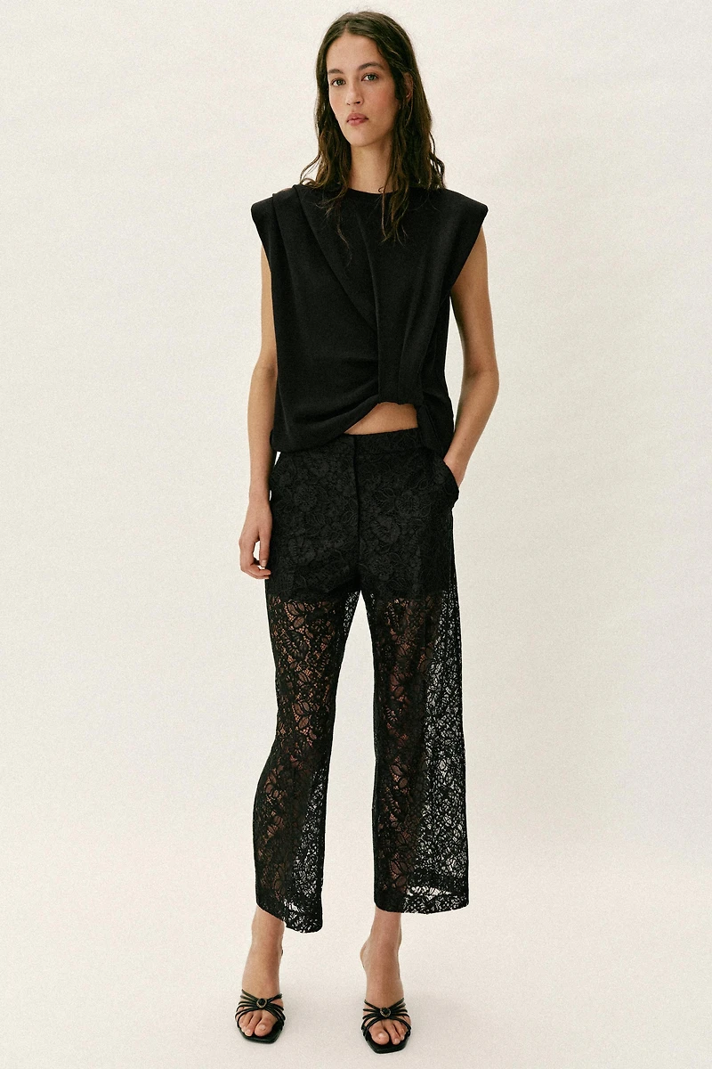 PANTALON DROIT DENTELLE