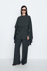 Flowing asymmetric total look cape - STUDIO