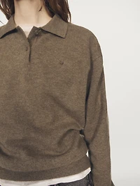 Knit polo sweater with pocket