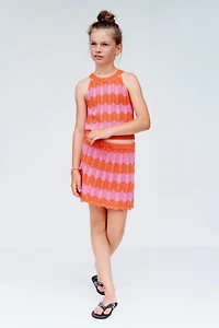STRIPED CROCHET KNIT TOP