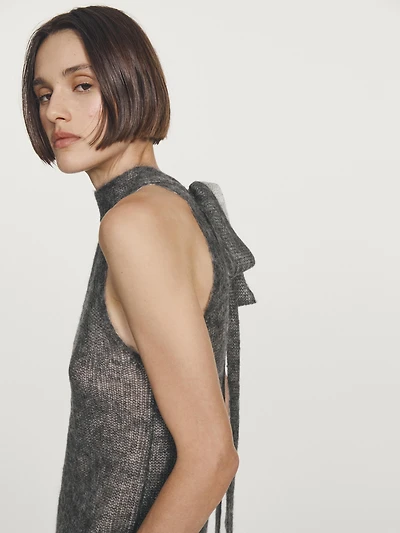 Alpaca and wool knit halterneck top